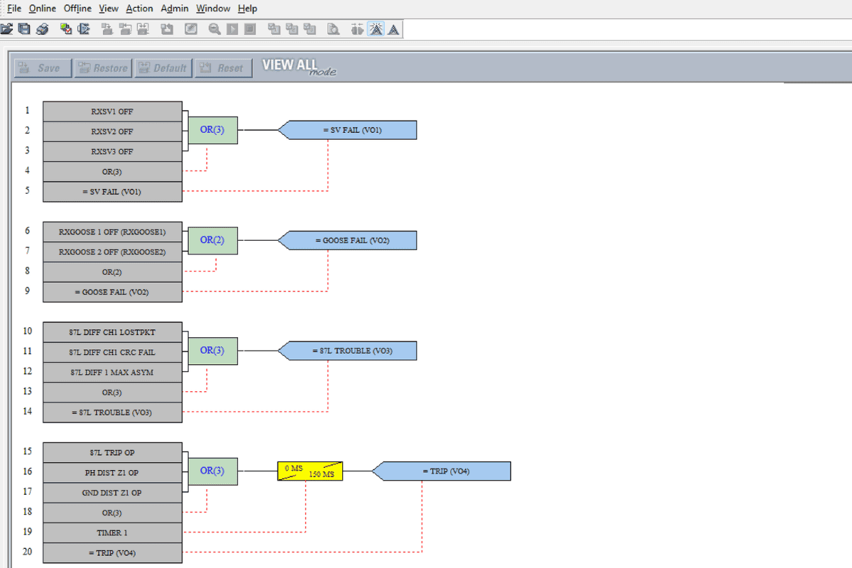 GE relay logic configuration screenshot